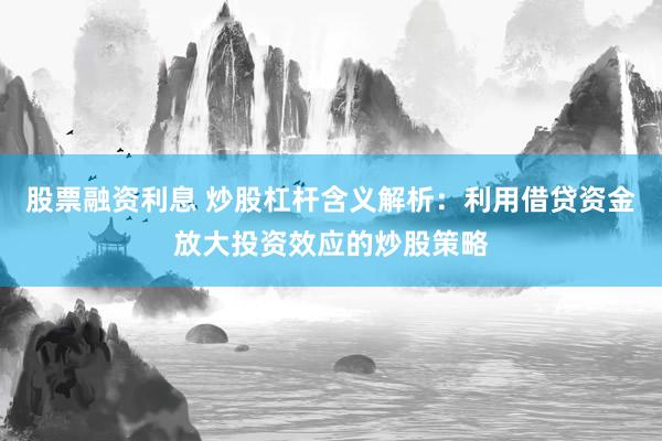 股票融资利息 炒股杠杆含义解析：利用借贷资金放大投资效应的炒股策略