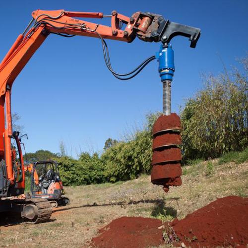 常青机械销售挖掘机属具液压螺旋钻 钻树坑栽线杆钻孔旋挖钻坑机